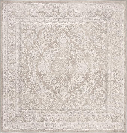 SAFAVIEH Area Rug 3' Square - Reflection Collection - Beige & Cream, Non-Shedding & Easy Cleaning, Ideal for Entryway, Living Room, Bedroom (RFT668A)