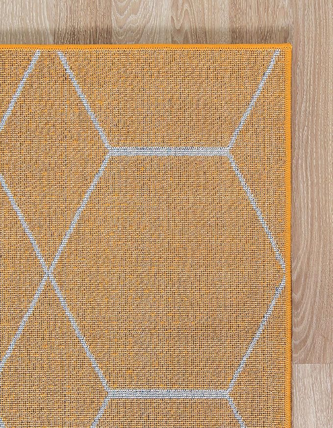 Unique Loom Trellis Frieze Collection Area Rug - Geometric (10' x 14' 1", Orange/ Ivory)