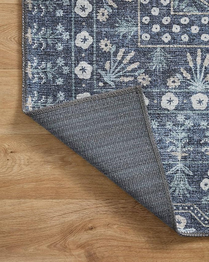 Loloi Rifle Paper Co. Maison Collection MAO-03 Rosette Blue 2'-6" x 9'-6", .19" Pile Height, Runner Rug