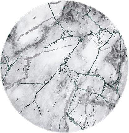 SAFAVIEH Craft Collection 8' Round Grey/Green CFT877Y Modern Abstract Non-Shedding Living Room Dining Bedroom Foyer Area Rug