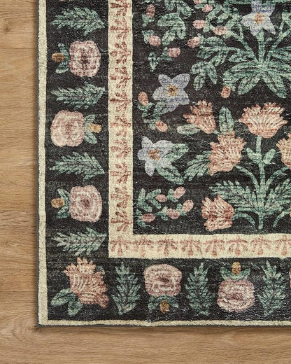 Loloi Rifle Paper Co. Eden Collection EDE-02 Mughal Garden Black 3'-6" x 5'-6" Accent Rug feat. CloudPile™