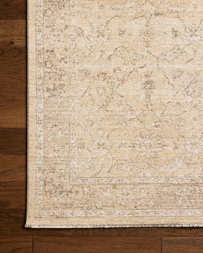 Loloi Chris Loves Julia Palma Collection PLM-10 Wheat/Bark 11'-6" x 15'-7" Fringe Area Rug Vintage Style Boho Living Room Bedroom Carpet