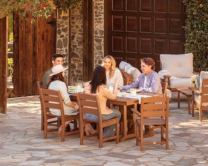 POLYWOOD Lakeside Dining Set, Table and Chairs, 5-Piece, HDPE Outdoor Patio Furniture, Fade-Proof, Mahogany, Deck, Garden, Backyard
