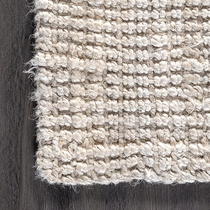 nuLOOM Ashli Solid Farmhouse Jute Runner Rug, 2' 6" x 8', Off-white