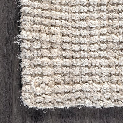 nuLOOM Ashli Solid Farmhouse Jute Runner Rug, 2' 6" x 8', Off-white