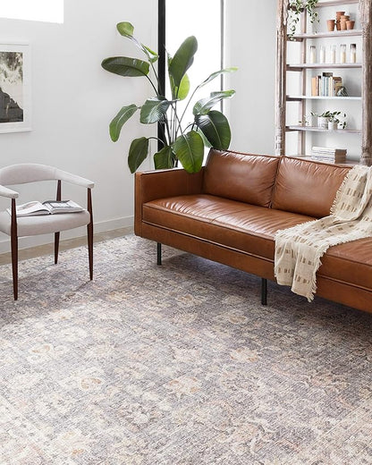 Loloi Skye Collection SKY-01 Grey/Apricot 8'-0" x 8'-0" Round Area Rug