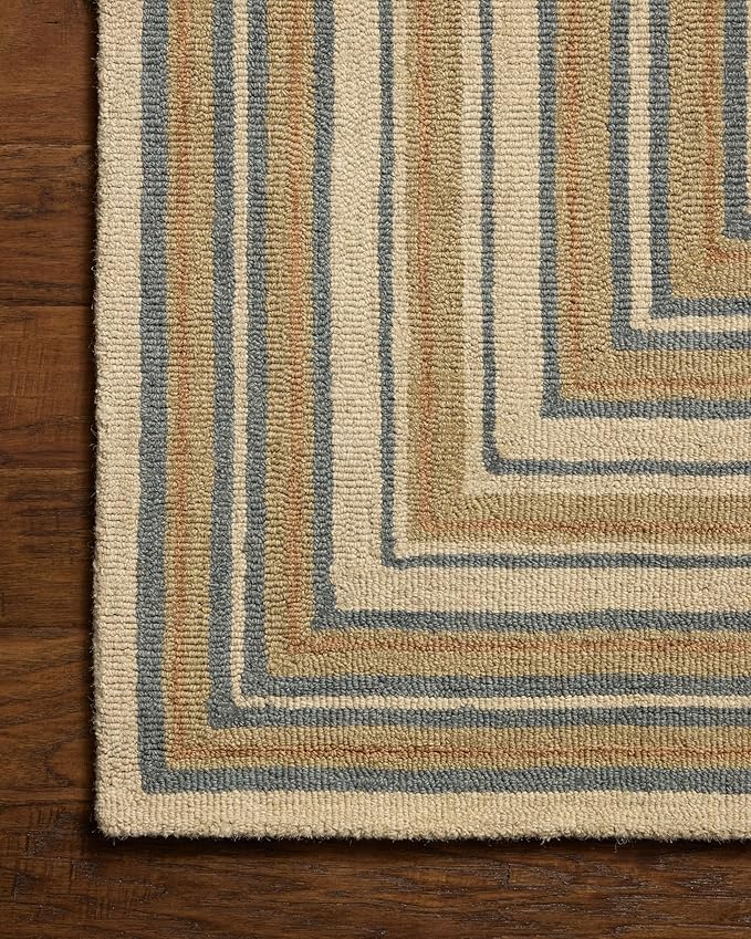 Loloi Chris Loves Julia Alfie Collection ALF-05 Natural/Multi 2'-6" x 9'-9" Runner Rug Wool Neutral Living Bedroom Dining Carpet