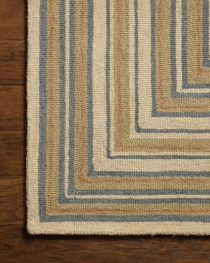 Loloi Chris Loves Julia Alfie Collection ALF-05 Natural/Multi 7'-9" x 9'-9" Area Rug Wool Neutral Living Bedroom Dining Carpet