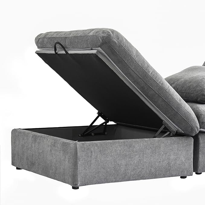 Cloud Modular Sectional Sofa for Livingroom,Large Down Filled Comfort Corner Sectional Sofa Couch with Ottoman,Wide Deep Seat Convertible Couches for Office Apartment,V Shaped,Grey