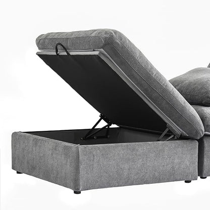 Cloud Couch Modular Sectional Sofa with Storage Ottomans,Oversized Down Filled 8 Seater Convertible Sectional Sofas, Gray Wide Deep Seat Couch for Living Room,Covers Washable&Replaceable
