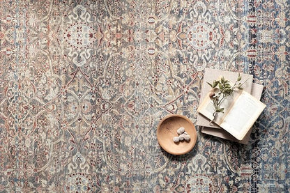 Loloi Chris Loves Julia Jules Collection JUL-06 Denim/Spice 8'-6'' x 11'-6'', .13" Pile Height, Area Rug