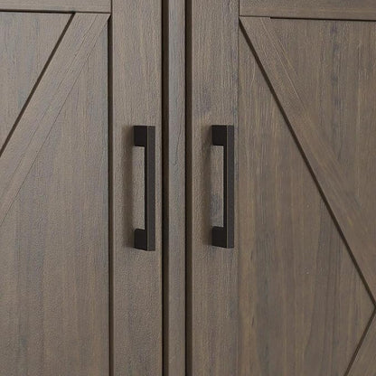 SIMPLIHOME Ela Solid Wood 60 inch Wide Transitional Wide Storage Cabinet in Smoky Brown for The Living Room, Entryway and Family Room