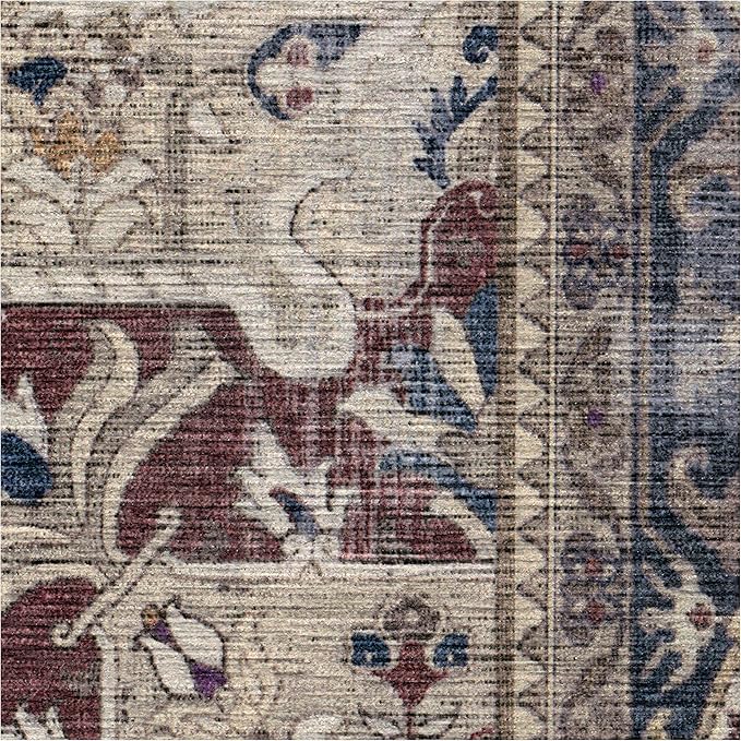 RUGGABLE Washable Vintage Area Rug – Kamran Royal Blue 2x3, Stain-Resistant, Non-Slip – Small Machine Washable Rugs for Living Room, Bedroom, Hallway, Entryway & Bathroom–with Cushioned Pad