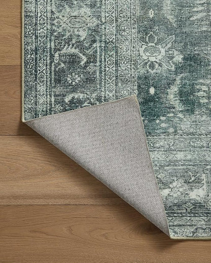 Loloi Magnolia Home by Joanna Gaines Banks Collection BAN-03 Blue/Lagoon 3'-6" x 5'-6" .13" Pile Height, Machine Washable, Accent Rug
