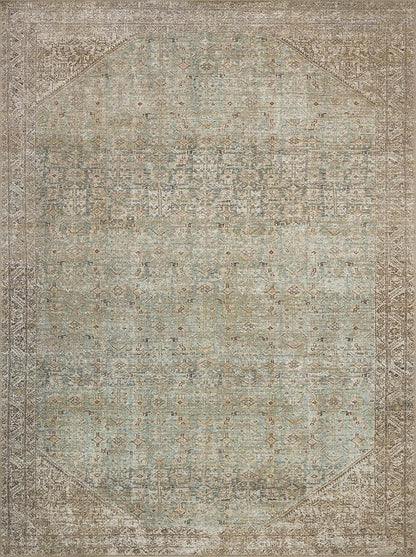 Loloi Amber Lewis Cambria Collection CBR-05 Aqua/Natural 2'-6" x 12'-0" Runner Rug Jute, Neutral, Vintage Style, Antique Tone, Living, Bedroom, Dining, Carpet