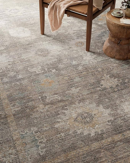 Loloi Magnolia Home by Joanna Gaines Millie Collection MIE-05 Stone/Natural 2'-7" x 8'-0", .25" Pile Height, Runner Rug