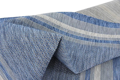 Unique Loom Outdoor Border Collection Area Rug - Soft Border (8' x 11' 4" Rectangle, Blue/ Ivory)