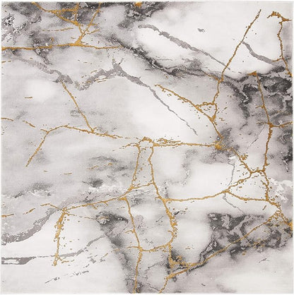 SAFAVIEH Craft Collection Area Rug - 11' Square, Grey & Gold, Modern Abstract Design, Non-Shedding & Easy Care, Ideal for High Traffic Areas in Living Room, Bedroom (CFT877F)