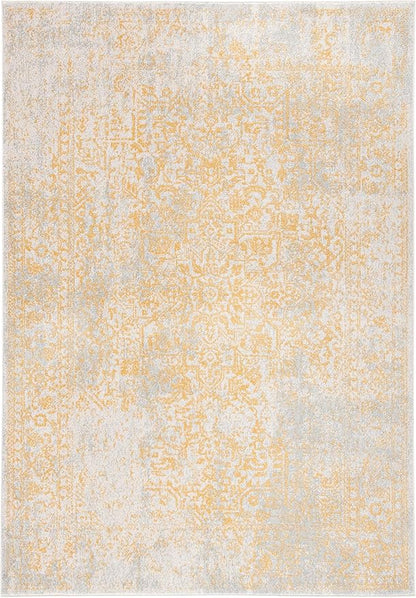 SAFAVIEH Area Rug 9x12 - Evoke Collection - Large - Ivory & Gold, Distressed Design, Non-Shedding & Easy to Clean, Ideal for Living Room, Bedroom, Dining Space (EVK256B)