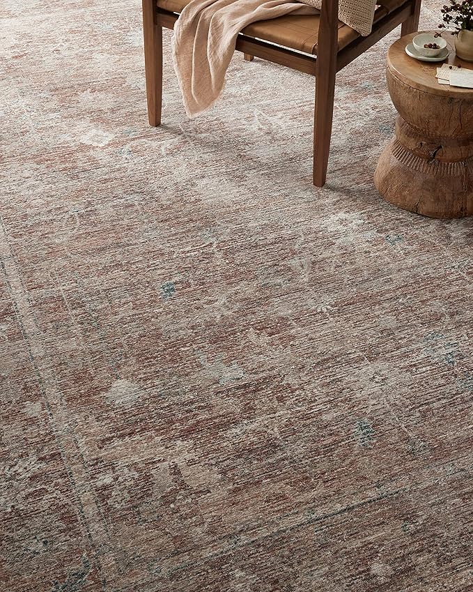 Loloi Magnolia Home by Joanna Gaines Millie Collection MIE-04 Brick/Fog 2'-7" x 10'-0", .25" Pile Height, Runner Rug
