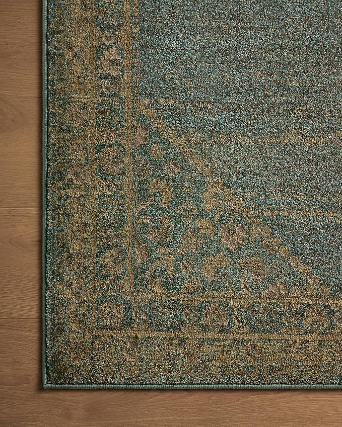 Loloi Magnolia Home by Joanna Gaines Mona Collection MOA-04 Aqua/Wheat 3'-7" x 5'-7" Accent Rug