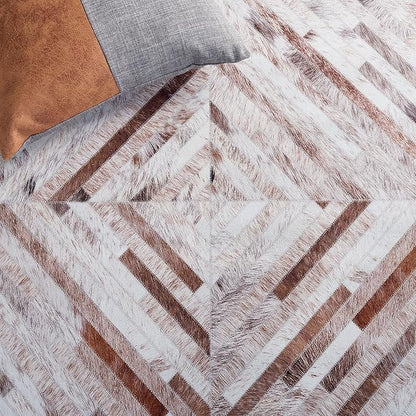 SAFAVIEH Washable Rug Faux Hide Collection - 9' x 12', Beige & Brown, Slip Resistant, Western Rustic Decor, Printed Pattern, Ideal for Living Room, Bedroom, Home Office, Dining Space (FAH526A)