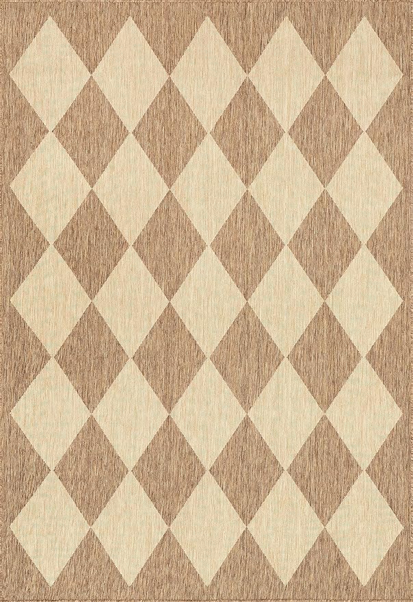 nuLOOM Outdoor Performance Collection Sabina Brown/Ivory, 8' x 10', Soft and Cozy, High Traffic, Stain Resistant, Easy Clean, Durable Area Rug for Indoor/Outdoor Patio, Deck, Porch, Garden, Courtyard