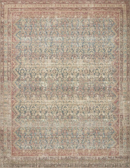 Loloi Angela Rose Aubrey Collection AUB-03 Ocean/Spice 7'-6" x 7'-6", .19" Pile Height, Round Area Rug