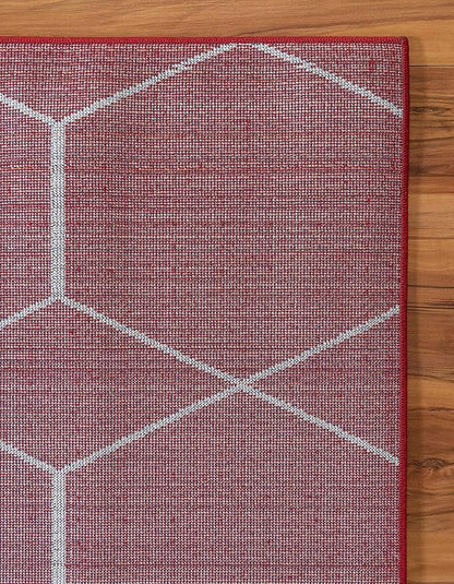 Unique Loom Trellis Frieze Collection Area Rug - Geometric (6' 1" x 9', Red/ Ivory)