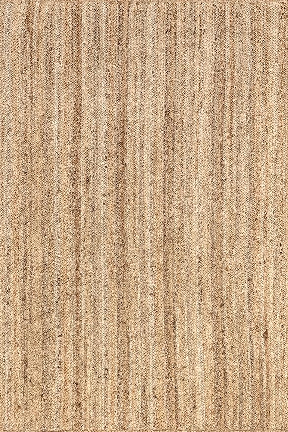 nuLOOM Oval 8x10 Rigo Jute Hand Woven Area Rug, Natural, Solid Farmhouse Design, Natural Fiber, For Bedroom, Living Room, Dining Room, Hallway, Office, Kitchen, Entryway
