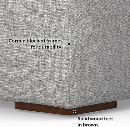 SIMPLIHOME Rex Modular Sofa and Ottoman Set in 100% Recycled Polyester Tightly Woven Performance Fabric, Pale Grey, 88-inch-Wide 2-Seater Couch and Matching 34-inch-Wide Table Ottoman for Living Room
