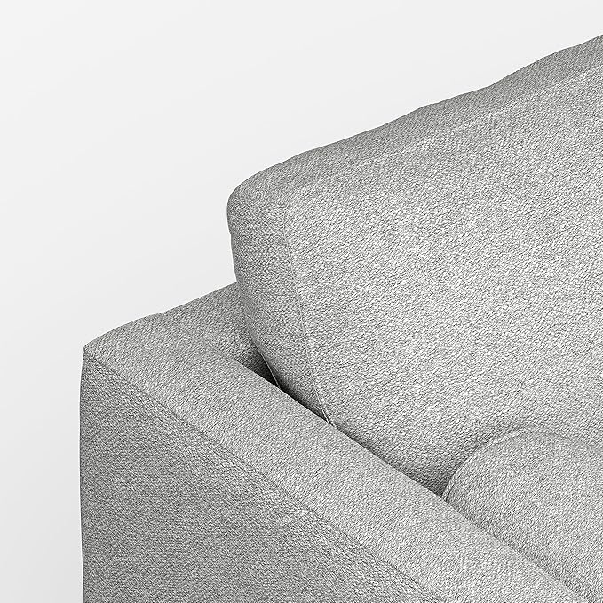 SIMPLIHOME Morrison Mid-Century Modern 89 inch Wide Sofa with Ottoman Set in Mist Grey Woven-Blend Fabric for the Living Room and Family Room