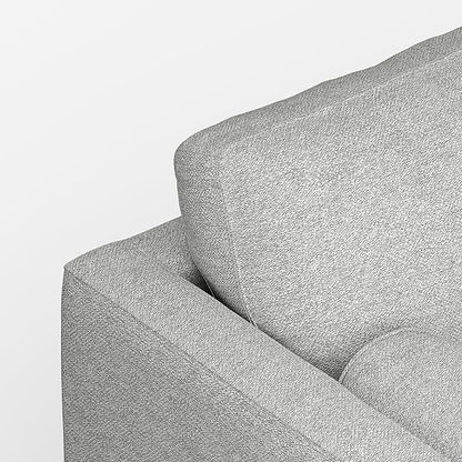 SIMPLIHOME Morrison Mid-Century Modern 89 inch Wide Sofa with Ottoman Set in Mist Grey Woven-Blend Fabric for the Living Room and Family Room