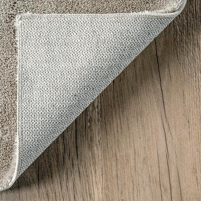 nuLOOM 4' Round Cozy Plush Area Rug, Machine Washable, Non-Slip, Soft Fluffy Shag Carpet for Living Room Bedroom Kids Room Nursery Home Decor, Loni Beige