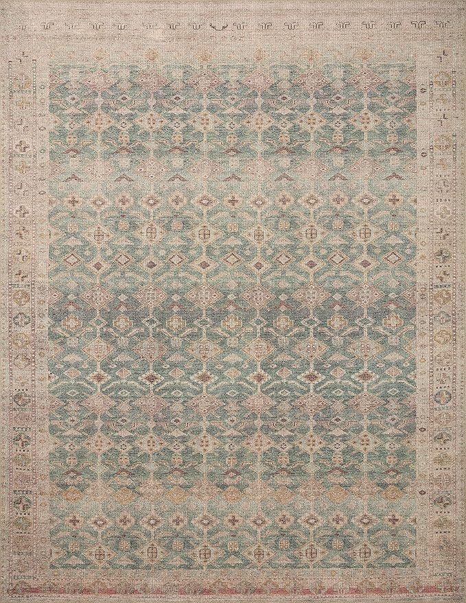 Loloi Angela Rose Aubrey Collection AUB-02 Aqua/Sand 2'-6" x 7'-6", .19" Pile Height, Runner Rug
