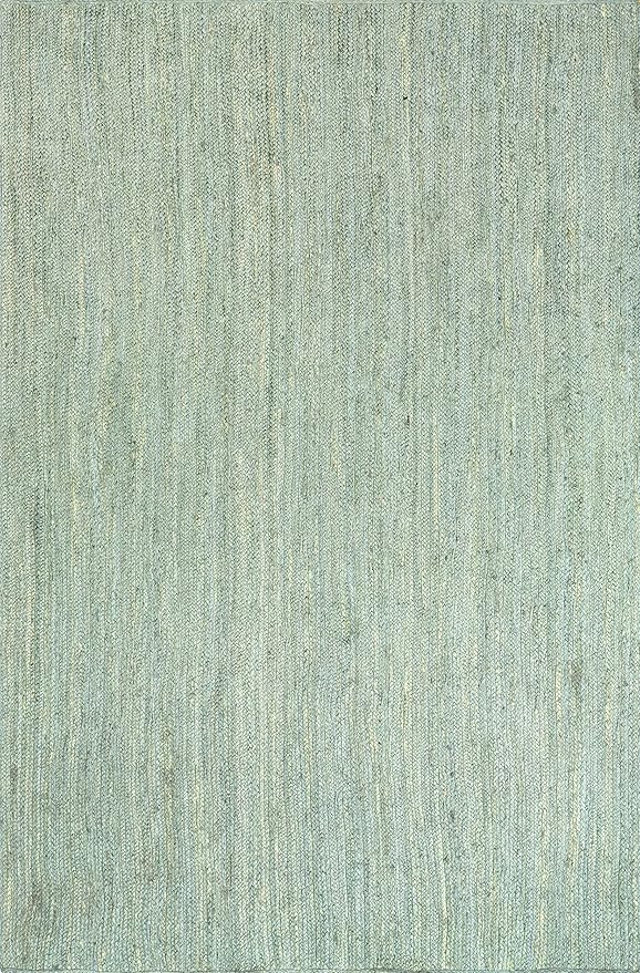 nuLOOM 8'6" x 11'6" Rigo Jute Hand Woven Area Rug, Green, Solid Farmhouse Design, Natural Fiber, for Bedroom, Living Room, Dining Room, Hallway, Office, Kitchen, Entryway