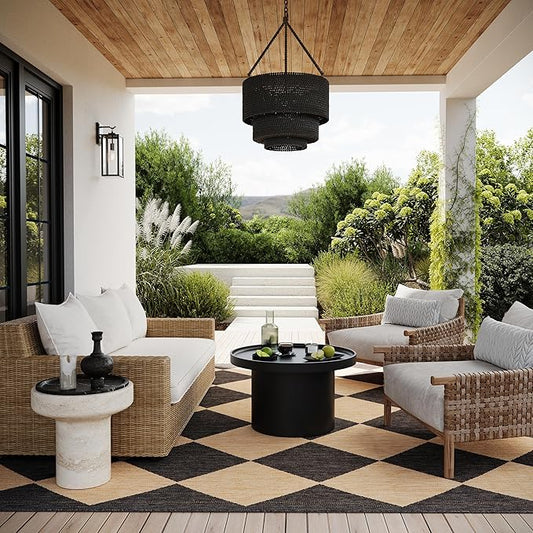 nuLOOM 2' x 6' Outdoor Performance Area Rug, Stain Resistant, Weather Resistant, High Traffic, Patio, Balcony, Outside, Sabina Dark Grey