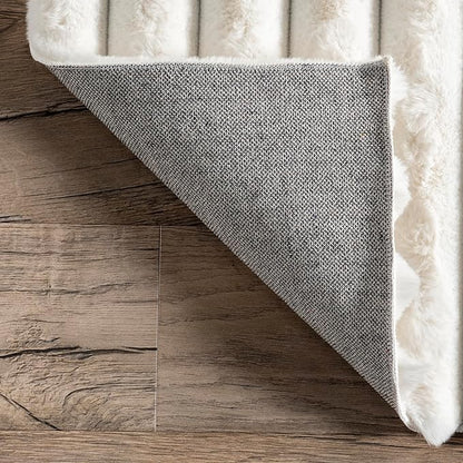 nuLOOM 5' Round Cozy Plush Area Rug, Machine Washable, Non-Slip, Soft Fluffy Shag Carpet for Living Room Bedroom Kids Room Nursery Home Decor, Kai Off-White