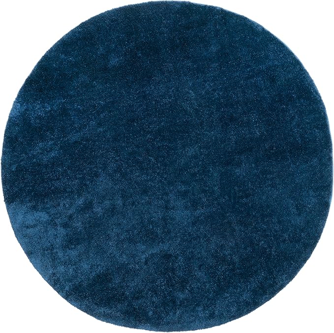 nuLOOM 4' Round Cozy Plush Area Rug, Machine Washable, Non-Slip, Soft Fluffy Shag Carpet for Living Room Bedroom Kids Room Nursery Home Decor, Loni Navy