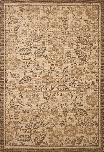 Loloi Chris Loves Julia Rue Collection RUE-03 Bark/Mocha 8'-6" x 11'-6" Area Rug Jute Neutral Floral Living Room Bedroom Rug