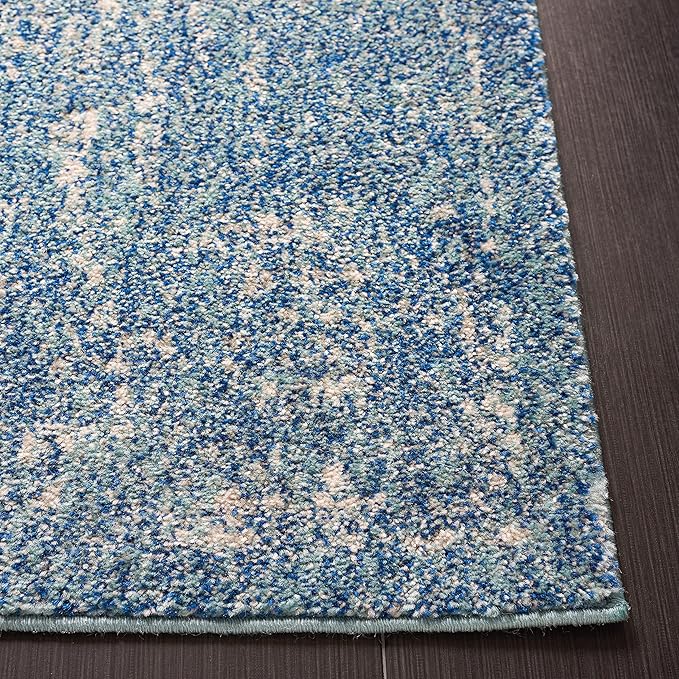 SAFAVIEH Evoke Collection 2'2" x 21' Blue/Ivory EVK256C Oriental Distressed Non-Shedding Living Room Bedroom Runner Rug