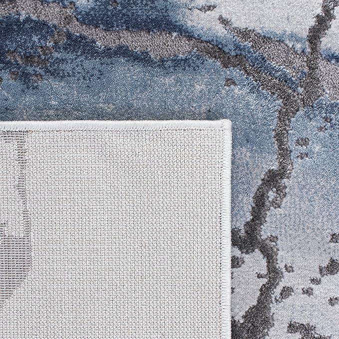 SAFAVIEH Craft Collection Runner Rug - 2'3" x 20', Grey & Blue, Modern Abstract Design, Non-Shedding & Easy Care, Ideal for High Traffic Areas in Living Room, Bedroom (CFT877L)