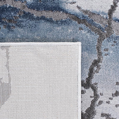 SAFAVIEH Craft Collection Area Rug - 6'7" Square, Grey & Blue, Modern Abstract Design, Non-Shedding & Easy Care, Ideal for High Traffic Areas in Living Room, Bedroom (CFT877L)