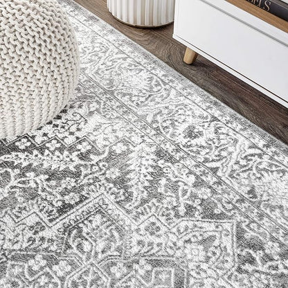 JONATHAN Y Modern Vintage Medallion Light Gray 9x9 Square Indoor Area Rug, Country, Floral, Easy-Cleaning for Living Room, Bedroom, Kitchen, Pet Friendly, Non-Shedding (MDP100A-9SQ)
