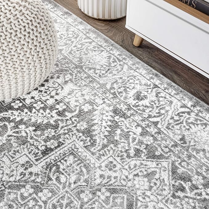 JONATHAN Y Modern Vintage Medallion Light Gray Indoor Area Rug, 10x14, Country, Floral, Easy-Cleaning for Living Room, Bedroom, Kitchen, Pet Friendly, Non-Shedding (MDP100A-14)