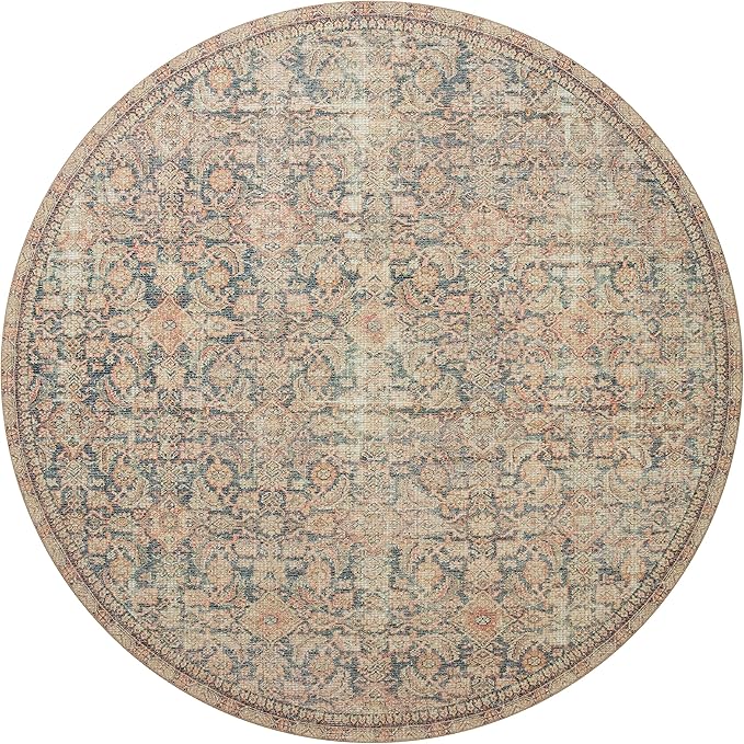 Loloi Angela Rose Aubrey Collection AUB-01 Navy/Multi 7'-6" x 7'-6", .19" Pile Height, Round Area Rug
