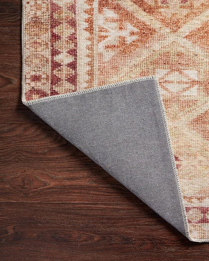 Loloi Layla Collection LAY-16 Natural/Spice 2'-6" x 12'-0" .13" Thick Runner Rug, Soft, Durable, Vintage Inspired, Distressed, Low Pile, Non-Shedding, Easy Clean, Printed, Living Room Rug