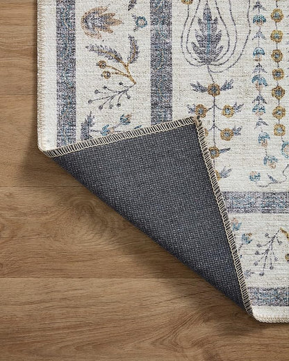 Loloi Rifle Paper Co. Maison Collection MAO-05 Wisteria Cream 5'-0" x 5'-0", .19" Pile Height, Round Area Rug