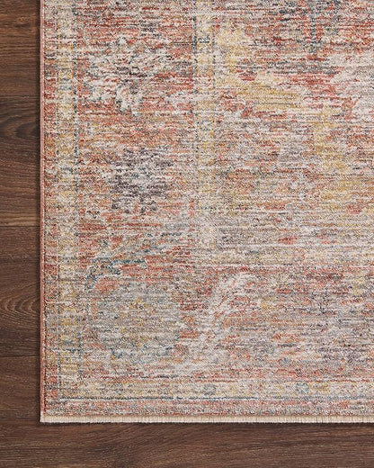 Loloi Magnolia Home by Joanna Gaines Millie Collection MIE-04 Sunset/Multi 9'-6" x 9'-6", .25" Pile Height, Round Area Rug