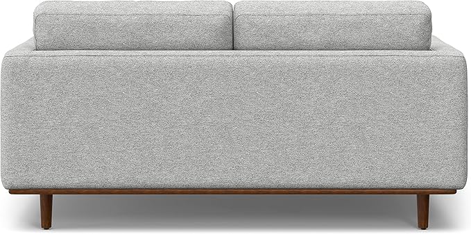 SIMPLIHOME Morrison Mid-Century Modern 72 inch Wide Sofa with Ottoman Set in Mist Grey Tightly Woven Performance Fabric for the Living Room and Family Room